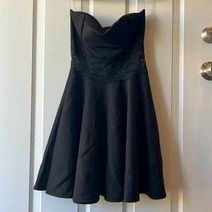 Black strapless mini dress